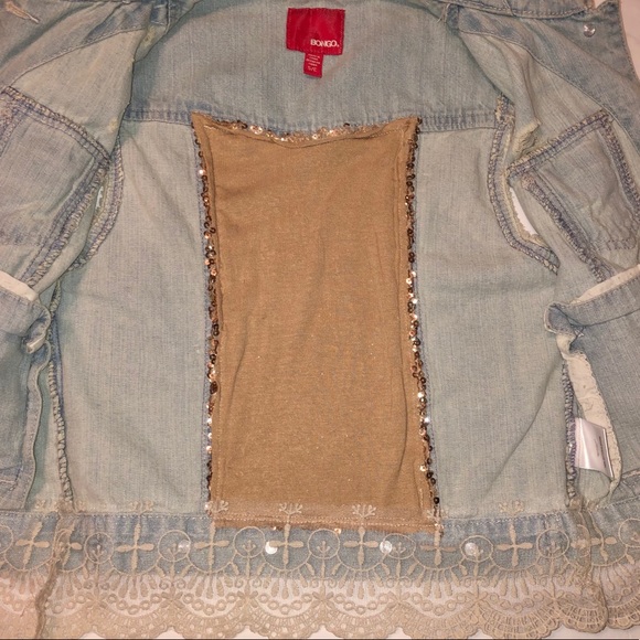 Upcycled Rose Gold Lace Light Denim Vest - Picture 9 of 14
